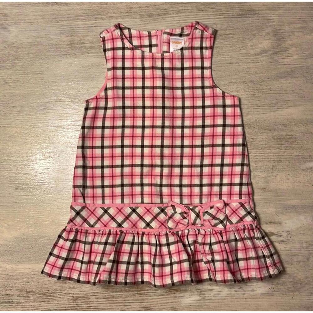 Gymboree Homecoming Kitty Cat 2011 Line Pink Grey White Plaid Jumper Dress   Siz